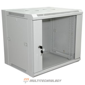 19" Настенный шкаф RexantPRO 6U 600×450×370 мм (ШxГxВ) - передняя дверь стекло, боковые стенки съемные (разобранный), RAL 7035 (04-2200)