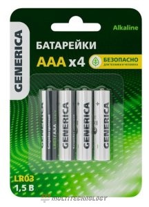Батарейка Alkaline LR03/AAA GENERICA (4 шт) (ABT-LR03-ST-L04-G)