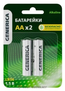 Батарейка Alkaline LR06/AA GENERICA (2 шт) (ABT-LR06-ST-L02-G)