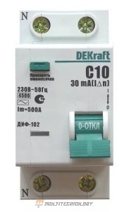 ДИФ-102 1Р+N 10А 30мА AC 4,5кА (16002DEK)