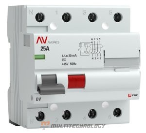 DV 4P 25А/ 30мА (AC)  AVERES (rccb-4-25-30-ac-av)