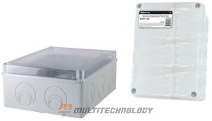 Коробка ОП 240х195х90мм, прозрачная крышка, IP44, кабельные вводы d28-3шт, d37-2шт (SQ1401-1275)