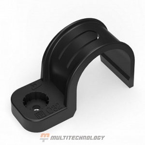 Крепеж-скоба пластиковая односторонняя для прямого монтажа черная в п/э д25 (50шт) Промрукав (PR13.0374)
