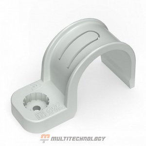 Крепеж-скоба пластиковая односторонняя для прямого монтажа серая в п/э д16 (50шт) Промрукав (PR13.0368)