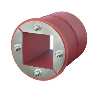 Проходка круглая, нержавеющая, D70х70 мм с проемом 40х40 мм (DXF3121)