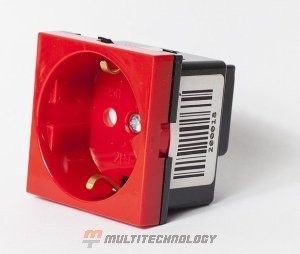 Розетка электрическая 2К+З, красный (200018)