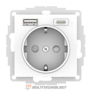 Розетка с 2 USB A+C AtlasDesign, белый (ATN000132)