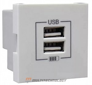 Розетка USB двойная, зарядная, белая (45439 SBR)